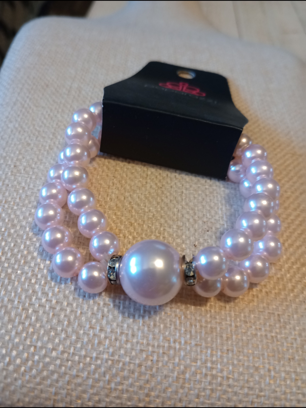 paparazzi Pink Double-Strand Pearl Bracelet with Center Pearl Accent